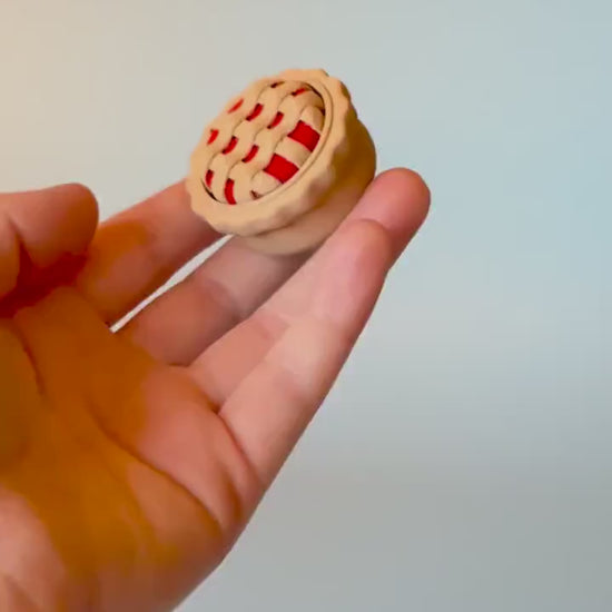 Cherry Pie Fidget Clicker with Spinning Top with Wrist Strap or Keychain