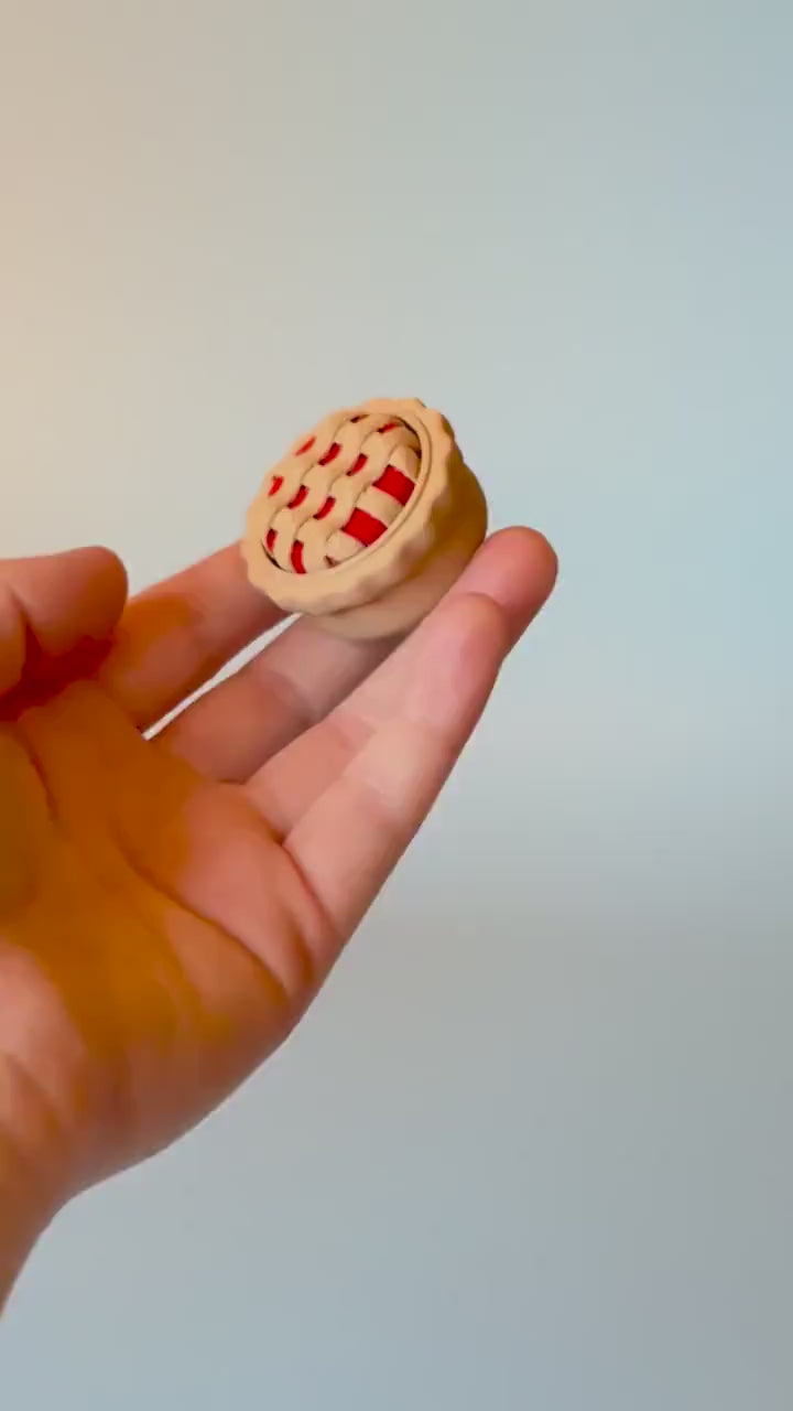 Cherry Pie Fidget Clicker with Spinning Top with Wrist Strap or Keychain