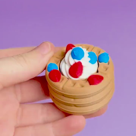 Waffle Stack with Fruit & Whipped Cream Fidget Clicker with Wrist Strap or Keychain