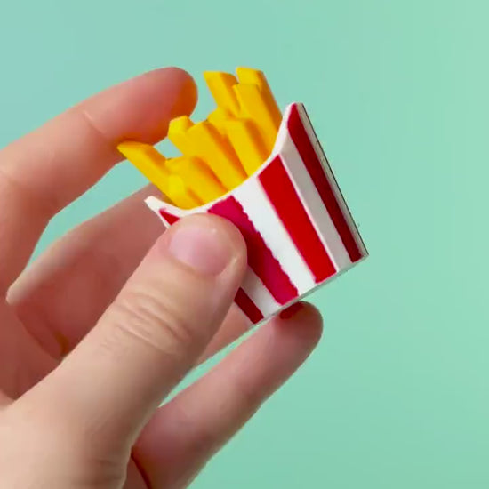 French Fries Fidget Clicker with Wrist Strap or Keychain