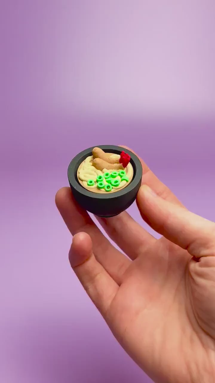 Tempura Ramen Bowl Fidget Clicker with Wrist Strap or Keychain