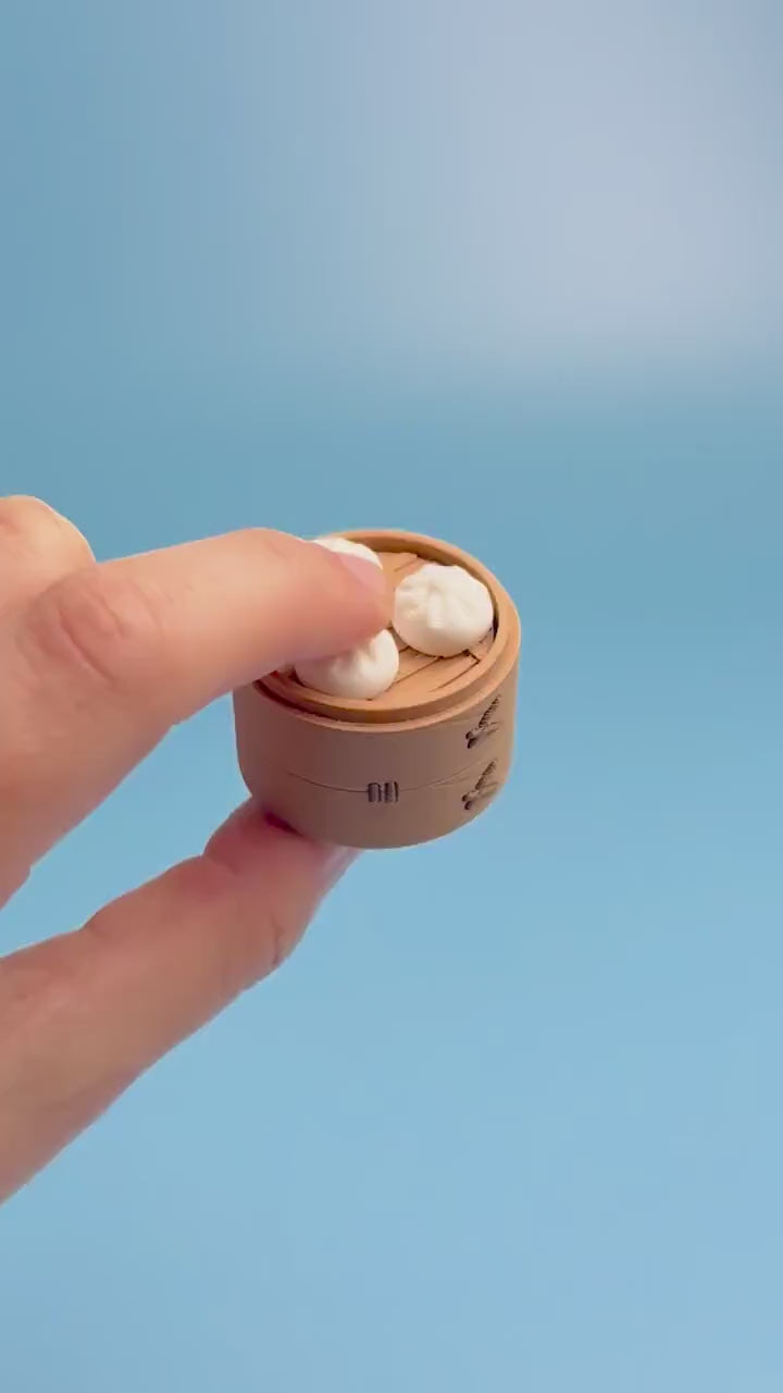 Steamed Buns in Basket Fidget Clicker with Wrist Strap or Keychain