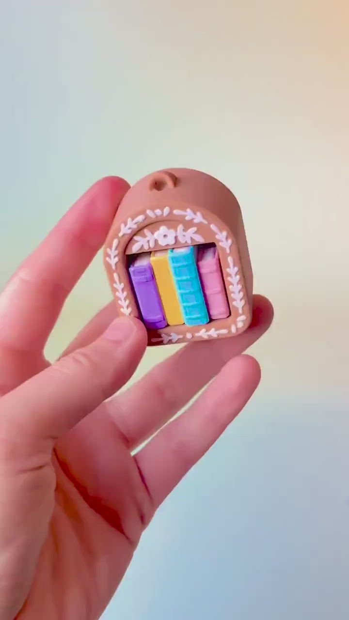 Mini Book Nook with Books Feature Fidget Clicker with Wrist Strap or Keychain