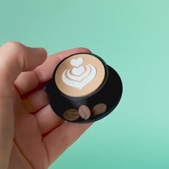 Coffee Cup & Beans Fidget Clicker with Wrist Strap or Keychain