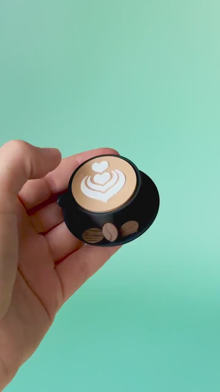 Coffee Cup & Beans Fidget Clicker with Wrist Strap or Keychain