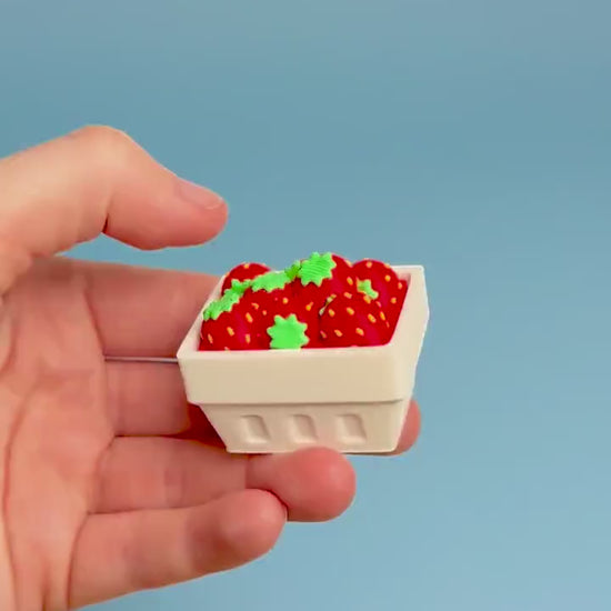 Punnet of Strawberries Fidget Clicker with Wrist Strap or Keychain