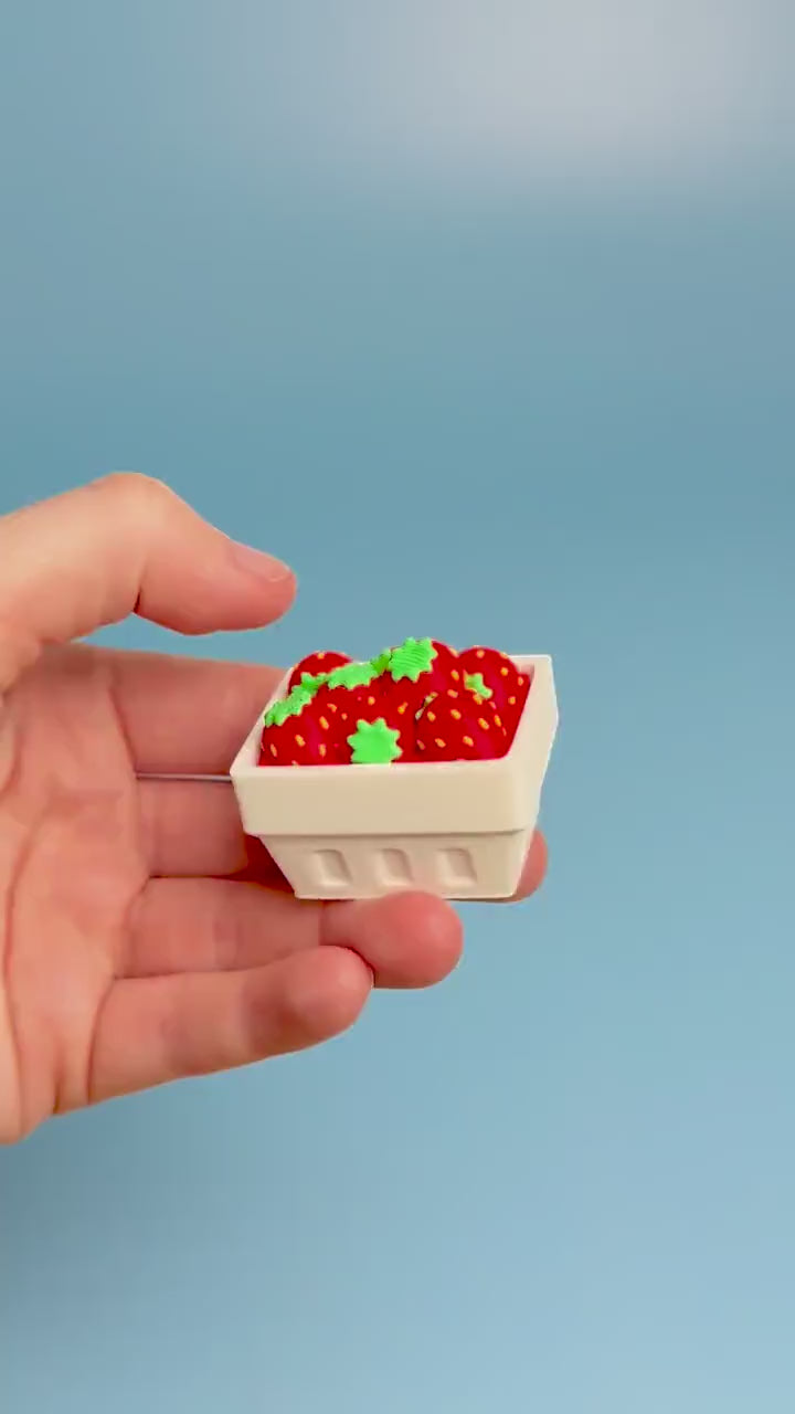 Punnet of Strawberries Fidget Clicker with Wrist Strap or Keychain