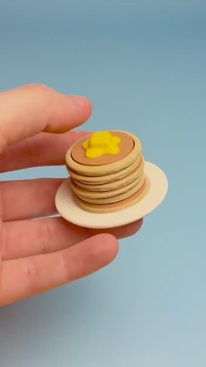 Stack of Pancakes with Butter Fidget Clicker with Wrist Strap or Keychain