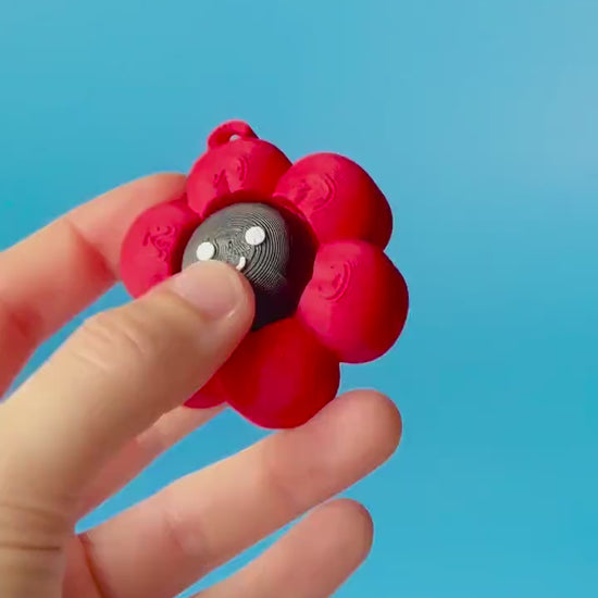 Chunky Happy Flower Fidget Clickers with Wrist Strap or Keychain