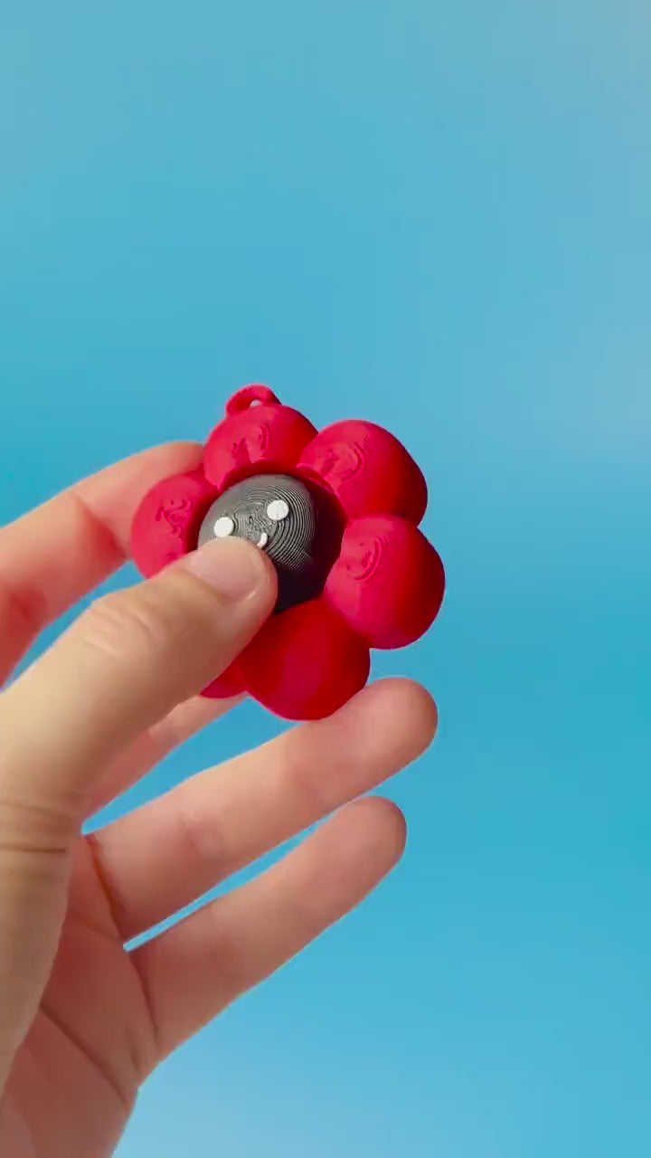 Chunky Happy Flower Fidget Clickers with Wrist Strap or Keychain