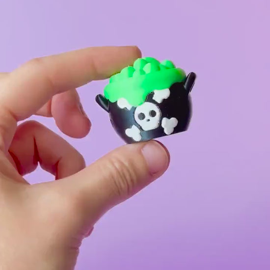 Witches Bubbling Cauldron Spooky Halloween Fidget Clicker with Wrist Strap or Keychain