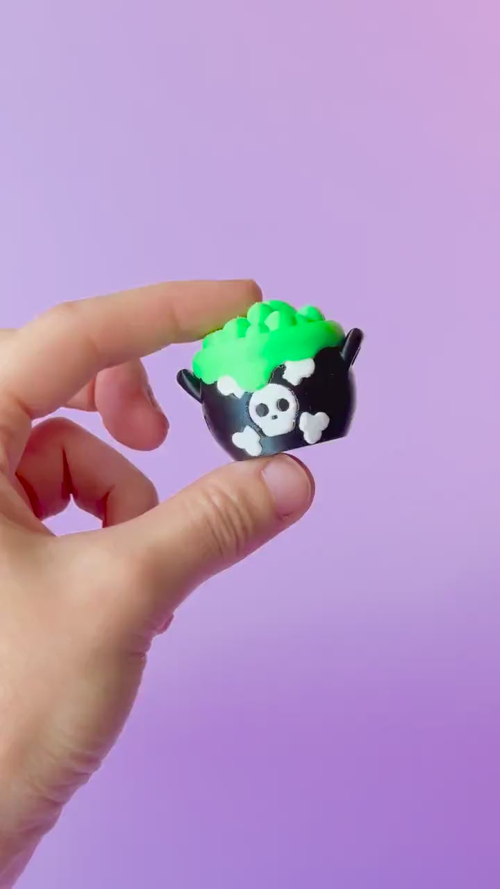 Witches Bubbling Cauldron Spooky Halloween Fidget Clicker with Wrist Strap or Keychain