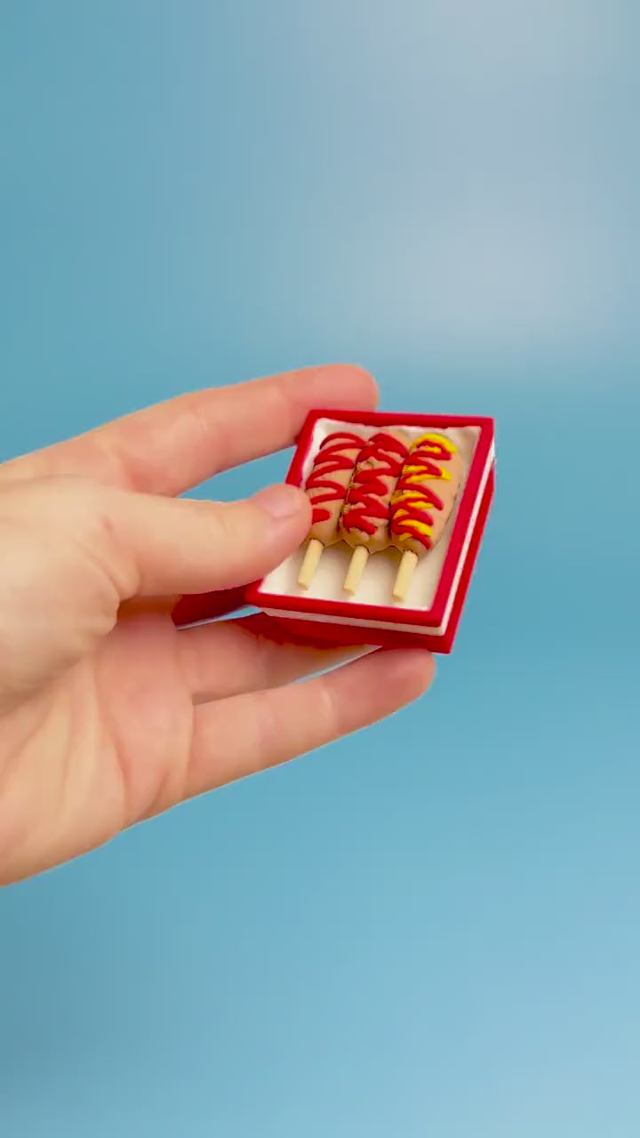 Tray of Corndogs Fidget Clicker with Wrist Strap or Keychain