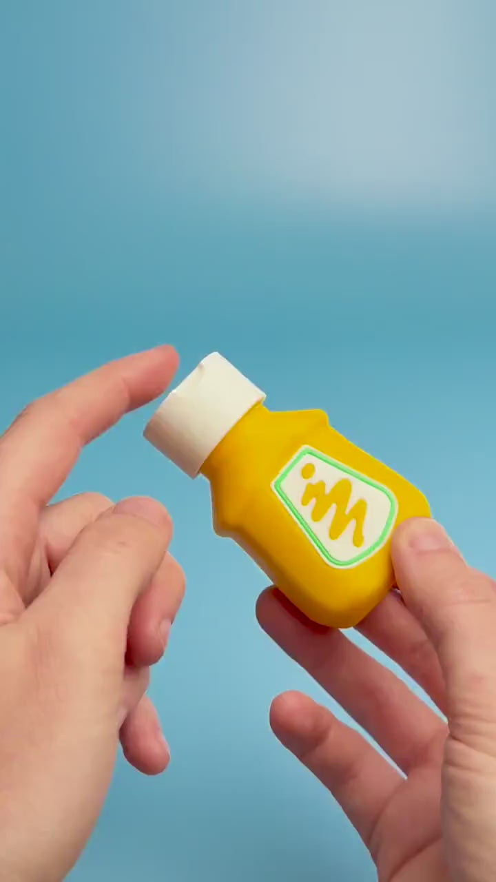 Mustard Bottle Fidget Clicker with Wrist Strap or Keychain