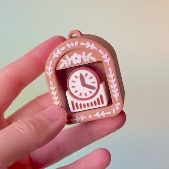 Mini Book Nook with Antique Clock Feature Fidget Clicker with Wrist Strap or Keychain