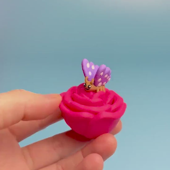 Butterfly on Flower Fidget Clicker with Wrist Strap or Keychain