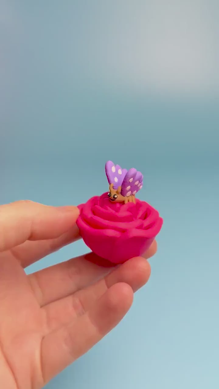 Butterfly on Flower Fidget Clicker with Wrist Strap or Keychain