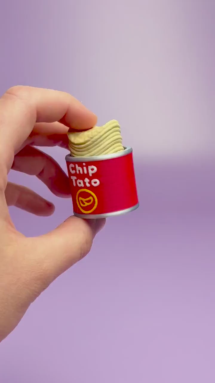 Stacked Potato Chips Tube Fidget Clicker with Wrist Strap or Keychain