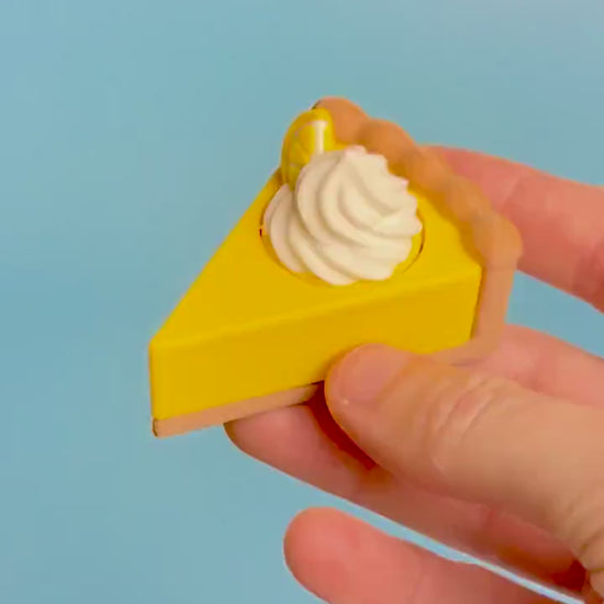 Lemon Cheesecake Slice Fidget Clicker with Wrist Strap or Keychain