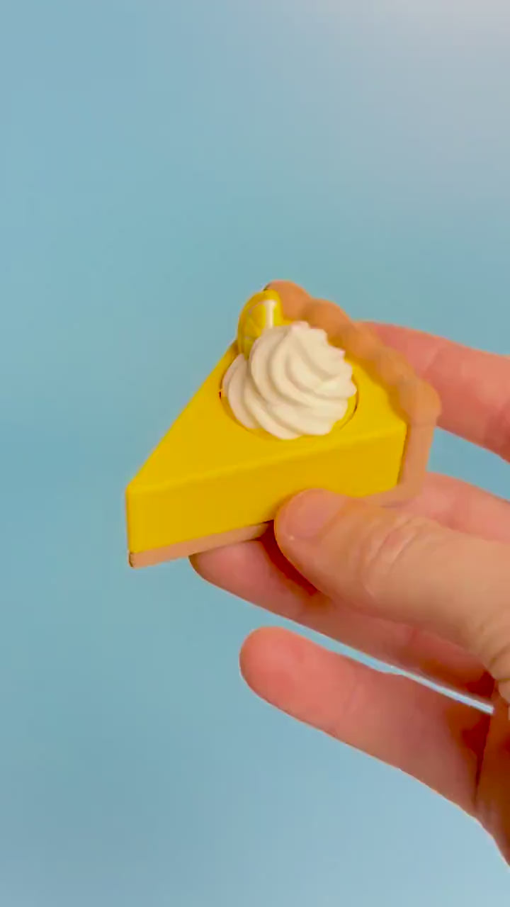 Lemon Cheesecake Slice Fidget Clicker with Wrist Strap or Keychain