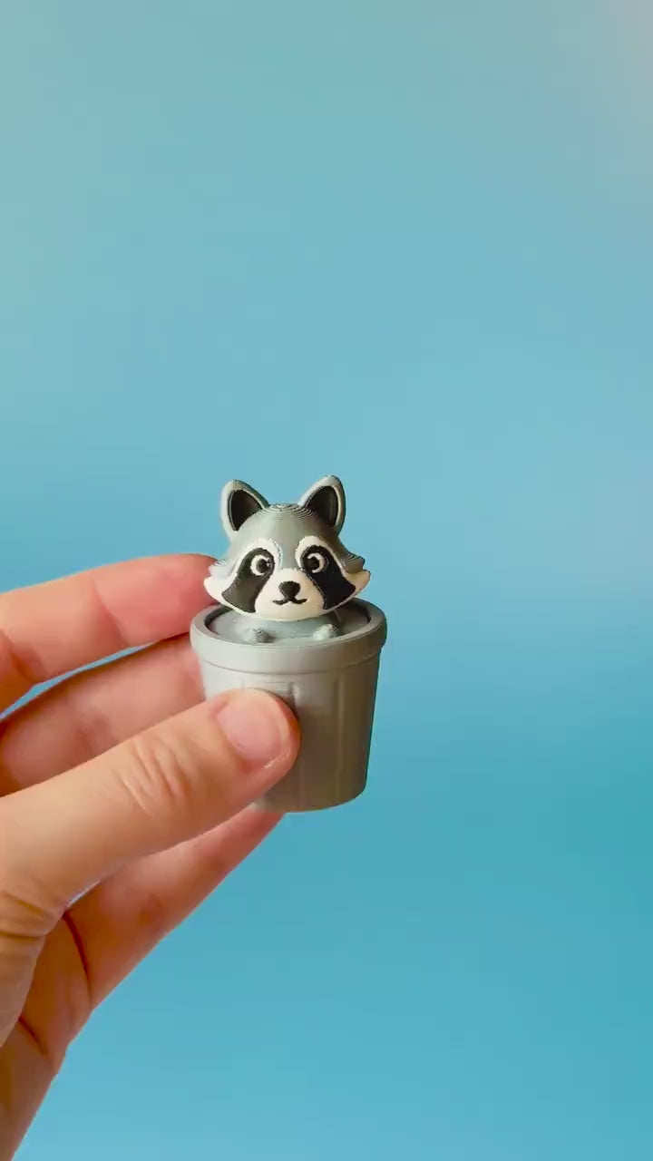 Raccoon in Trash Can Fidget Clicker with Wrist Strap or Keychain