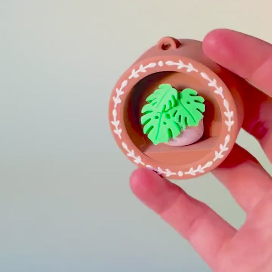 Mini Book Nook with Monstera Feature Fidget Clicker with Wrist Strap or Keychain