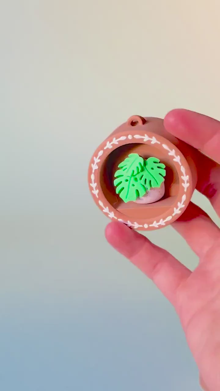 Mini Book Nook with Monstera Feature Fidget Clicker with Wrist Strap or Keychain