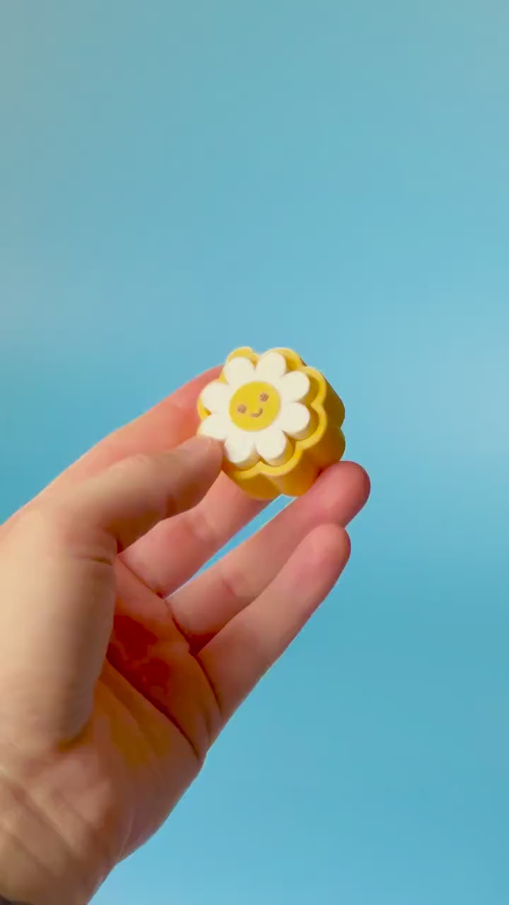 Mini Happy Flower Fidget Clickers with Wrist Strap or Keychain