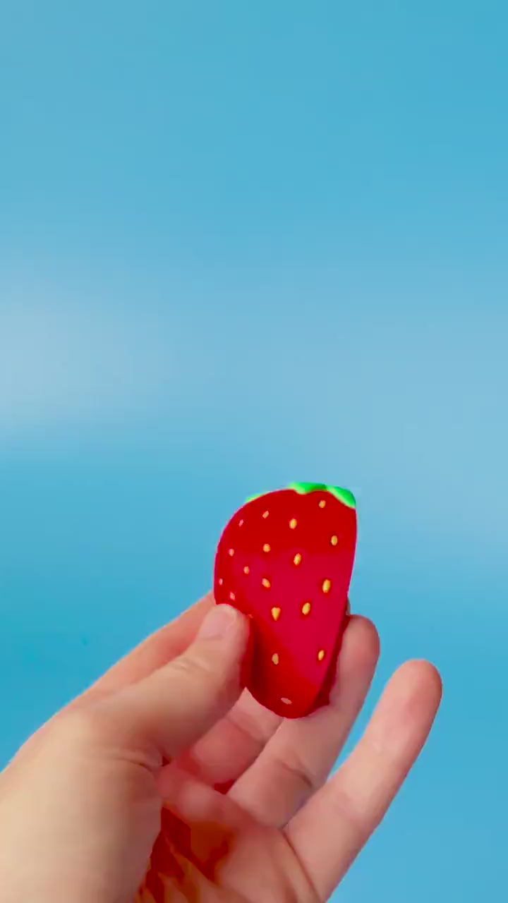 Strawberry Slice Fidget Clicker with Wrist Strap or Keychain